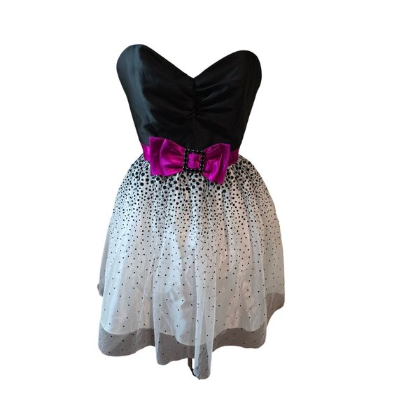 Vtg 80s Jessica McClintock For Gunne Sax Mini  Strapless Cupcake Dress Big Bow - Picture 1 of 11
